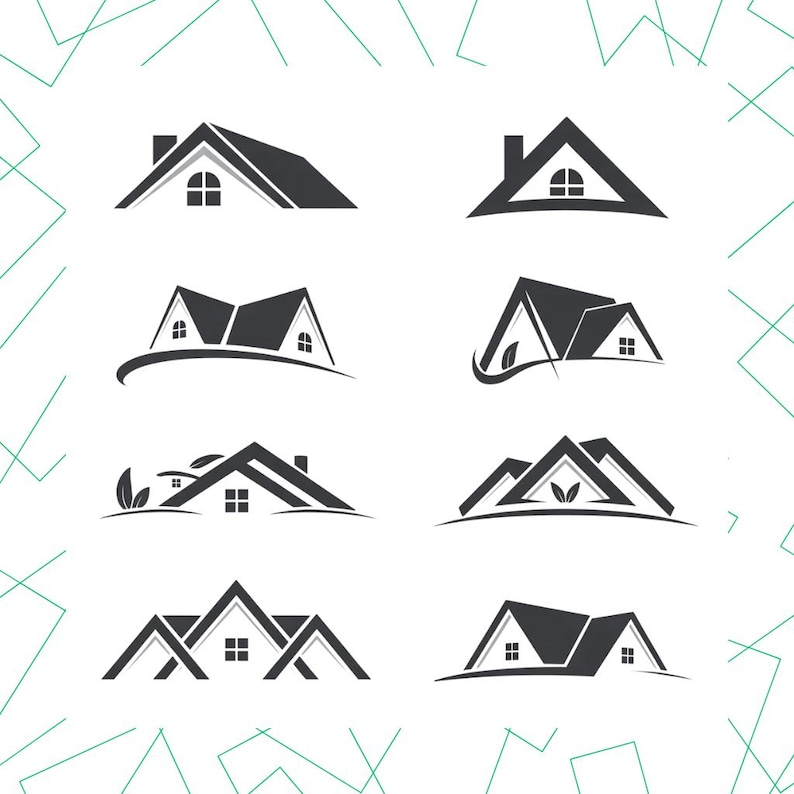 Simple House Roof SVG Bundle: Clipart, Vector, Logos, Cricut Silhouette ...