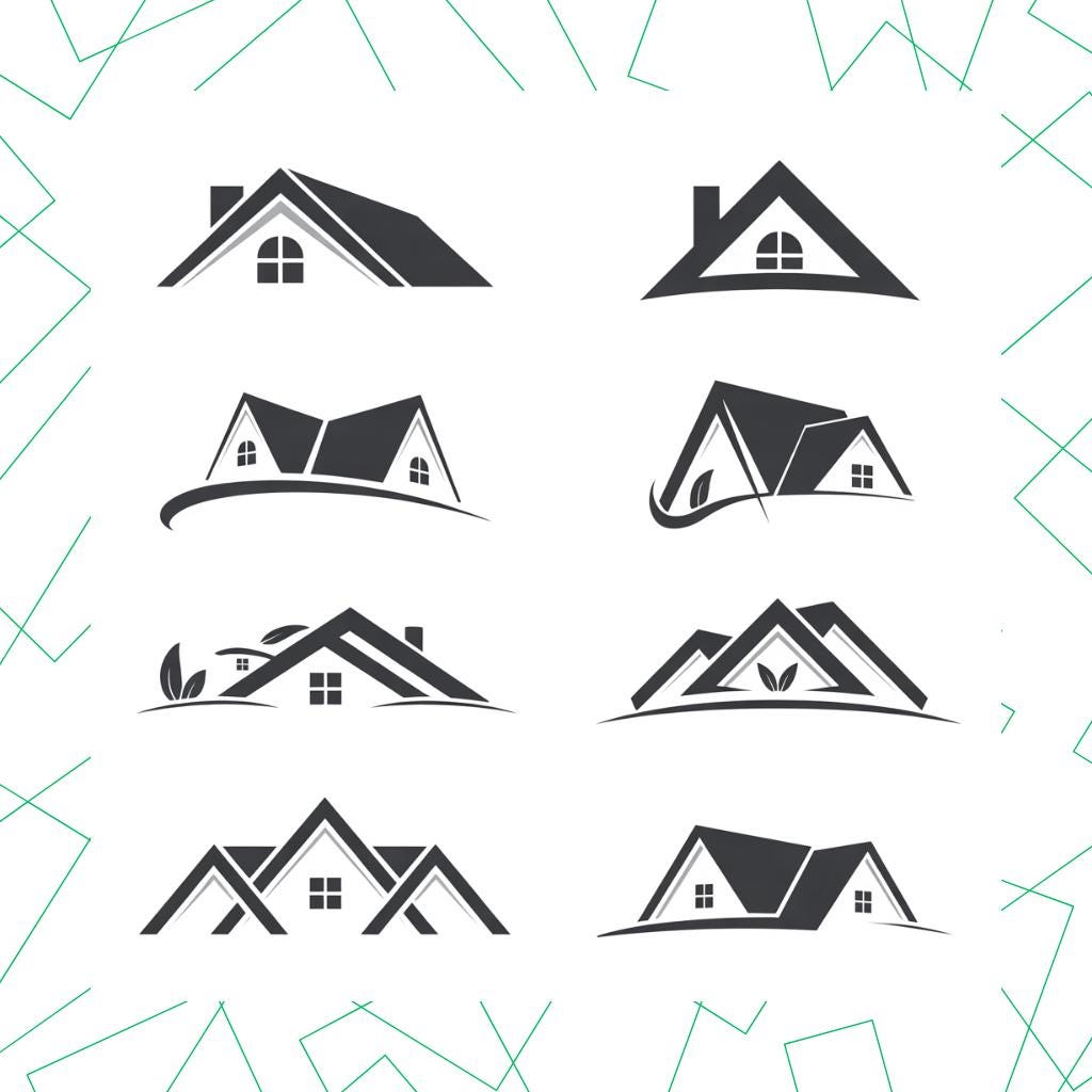Simple House Roof SVG Bundle: Clipart, Vector, Logos, Cricut Silhouette ...