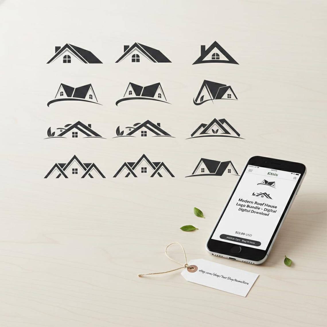Simple House Roof SVG Bundle: Clipart, Vector, Logos, Cricut Silhouette ...