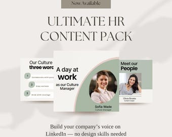 Plantillas de LinkedIn para líderes de RR. HH. y comunicación / 15 diapositivas editables de Canva / Paquete de carrusel de marca empleadora