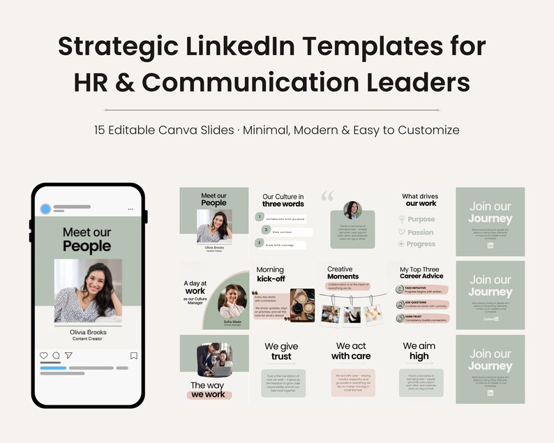 Linkedin Templates for HR & Communication Leaders | 15 Editable Canva ...