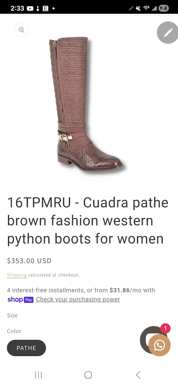 CUADRA - Pathe Brown Western Python Boots for Wom… - image 6