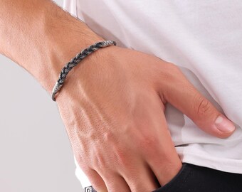 999 Sterling Silver Kazaziye Oxidized Bracelet Men, Weaved Celtic Woven Viking Hand Braided Anklet Women, Birthday Gifts Him Her Dad Father