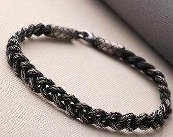 999 Sterling Silver Kazaziye Oxidized Bracelet Men, Weaved Celtic Woven Viking  Hand Braided Anklet Women, Birthday Gifts Him Her Dad Father