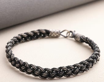 999 Sterling Silver Kazaziye Oxidized Bracelet Men, Weaved Celtic Woven Viking  Hand Braided Anklet Women, Birthday Gifts Him Her Dad Father
