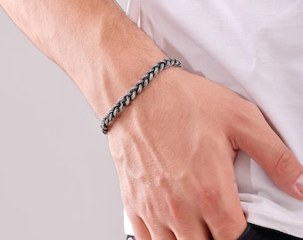 999 Sterling Silver Kazaziye Oxidized Bracelet Men, Weaved Celtic Woven Viking  Hand Braided Anklet Women, Birthday Gifts Him Her Dad Father