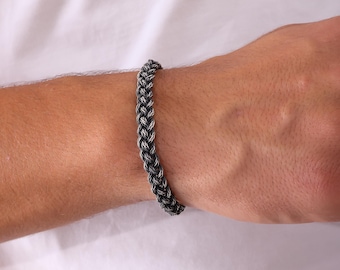 999 Sterling Silver Kazaziye Oxidized Bracelet Men, Weaved Celtic Woven Viking  Hand Braided Anklet Women, Birthday Gifts Him Her Dad Father