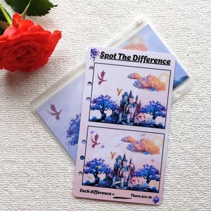 A6 Savings Challenge - Shooting Stars Laminated Spot the Difference Cash Stuffing Game