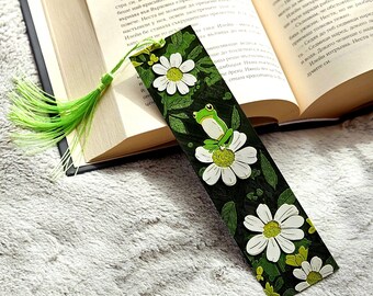 Marque-page floral grenouille