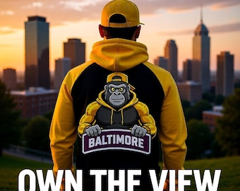 Png download Baltimore A cartoon gorilla wearing baseball cap and black hoodie