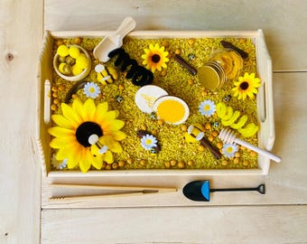 Montessori Spring Bee Sensory Kit / Children's Nature Sensory Game for Fine Motor Skills and Pouring