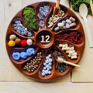 Montessori-Sinnestablett Zahlen 1-12 – Lernspiel zum Sortieren für Kinder – Zahlen lernen – Feinmotorik – Sinneserfahrung