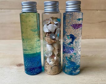 Tubi sensoriali Montessori Ocean – Bottiglie sensoriali per bambini – Giocattolo sensoriale calmante – Attività sensoriale – Bottiglia per la calma