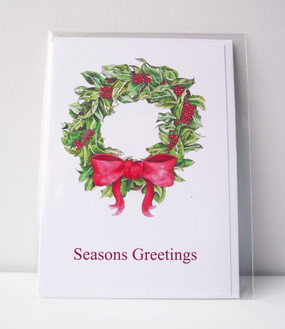 Items similar to Christmas wreath greeting card on Etsy