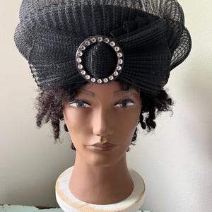 Anita Porritt Black Velvet Bow Hat Stunning Rhinestone Accent Designer Millinery Rhinestone Grief Hat - Etsy main image 3