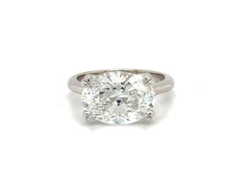 Engagement Ring Oval Lab Grown Diamond 5.1 CT 14K White Gold Solitaire Ring