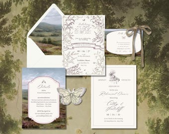 Wuthering Heights Wedding Invitation Suite, Editable Canva Template, Vintage Romantic Wedding Invite, Timeless Classic Printable Set