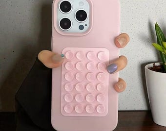 Litchi Texture iPhone Case – 3D Suction Cup Stand Soft Cover
