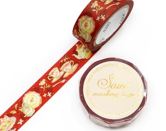 Washi Tape Rolle | 15mmx7m | Kamiiso Saien | Tee Gold Folie