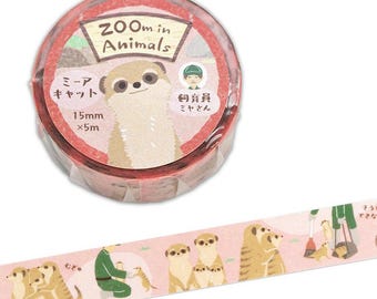 Washi Tape Roll | 15mmx5m | NB.Co | Zoom in Animals | Meerkat