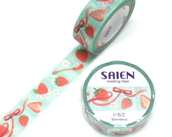 Washi Tape Roll | 15mmx7m | Saien | Strawberries and Cream