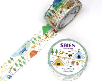 Washi Tape Roll | 20mmx7m | Saien | Camp Map