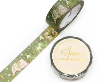 Washi Tape Rolle | 15mmx7m | Kamiiso Saien | Snow Drop Goldfolie