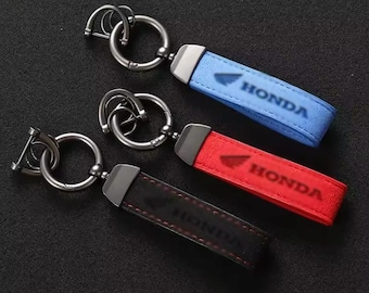 Chaveiro Honda com Emblema, Chaveiro Suki Honda com Logotipo em Couro Vintage e Metal, Rosa
