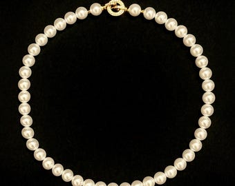 10 mm Süßwasserzucht australische weiße Perle geknotete Halskette, Klassische Einstrangige Perlenkette Elegantes Perlenhalskette Geschenk für Sie