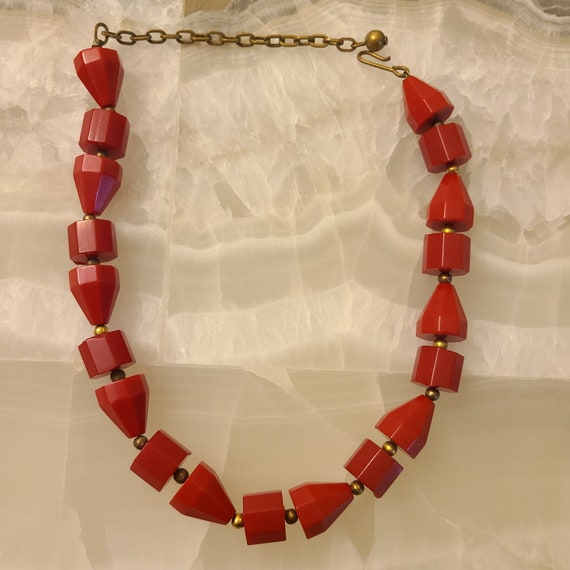 Vintage / Antique Bakelite Necklace Choker Chunky… - image 2