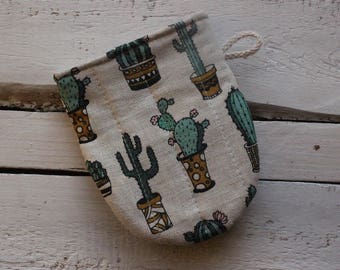 Cactus Kitchen Mini Oven Glove, linen Oven Mini Mitt Christmas gift for cactus lover