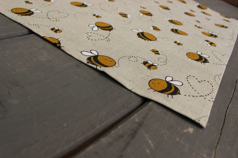 Linen tea towel with bees, Kitchen Linen towel for dishes with a bee image 7