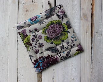 Linen Pot Holder: Floral Print Kitchen Accessory
