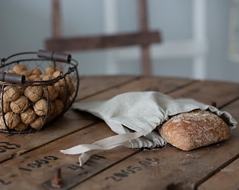 Linen Bag for Bread, Natural Linen Bread Bag, Reusable Bread Keeper, Natural linen zero waste bread bag