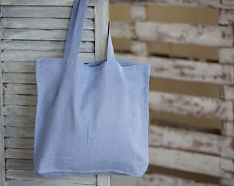 Lavender Linen Tote Bag, linen Canvas shopping Bag, blue Linen big market Bag, Handmade linen bag for traveling, picnics or the beach