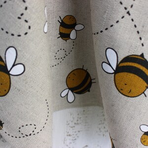 Linen tea towel with bees, Kitchen Linen towel for dishes with a bee image 2