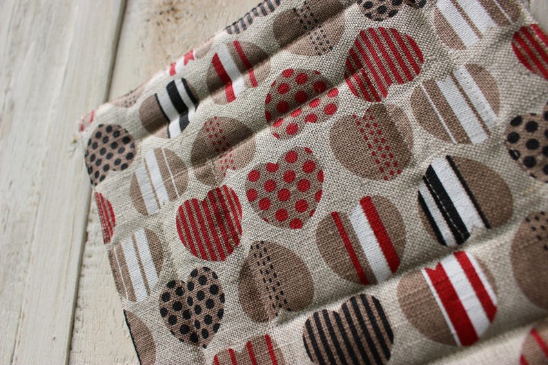 Christmas gift for the cook Kitchen Pot Holder Pot Holder With Colorful Hearts Linen Pot Holder