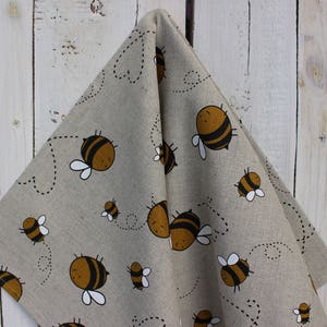 Linen tea towel with bees, Kitchen Linen towel for dishes with a bee image 3