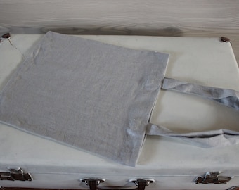 Linen Canvas Lunch Bag, washed Linen small bag, light gray Linen Tote Bag