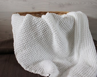 Soft Linen Blanket, Reversible Nursery bedding, Soft Waffle linen blanket