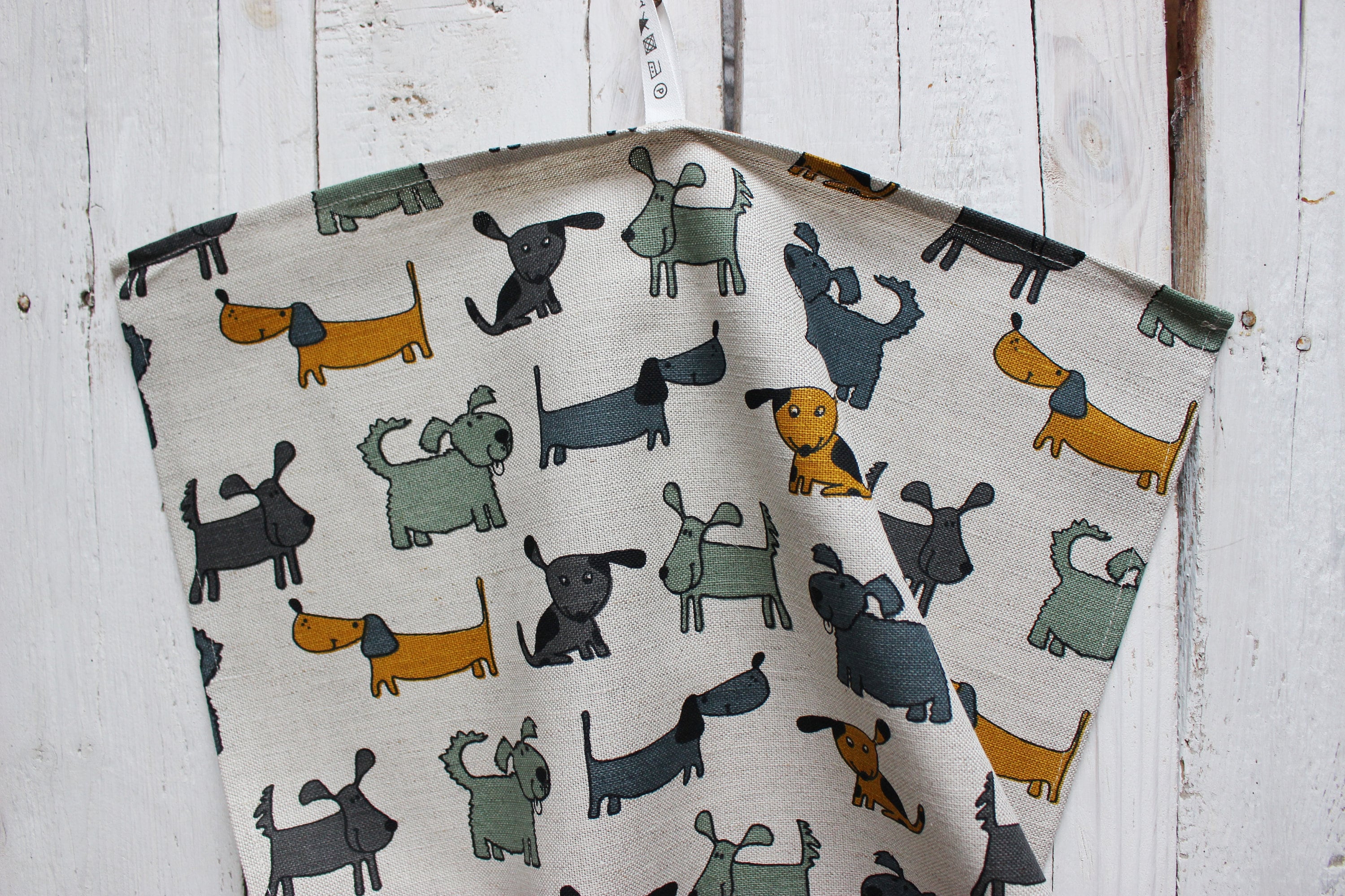 Linen towel with dogs print Kitchen Linen tea towel for Etsy