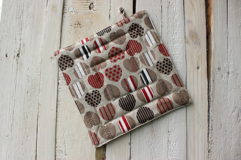 Christmas gift for the cook Kitchen Pot Holder Pot Holder With Colorful Hearts Linen Pot Holder