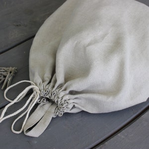 Linen Laundry Clothes Bag, Natural Washed Linen Drawstring big  storage Bag