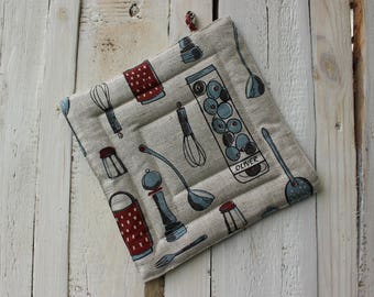 Pot Holder With Kitchen Tools - Pot Holder - Kitchen Pot Holder - Christmas gift for the cook