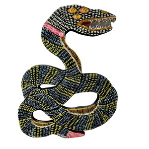 Red Band Serpent – Original Hand-Cut Wood Snake Painting – Signed & Documented