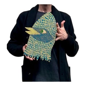 Circ Bird – Abstract Hand-Cut Wood Painting – Signed & Documented image 7
