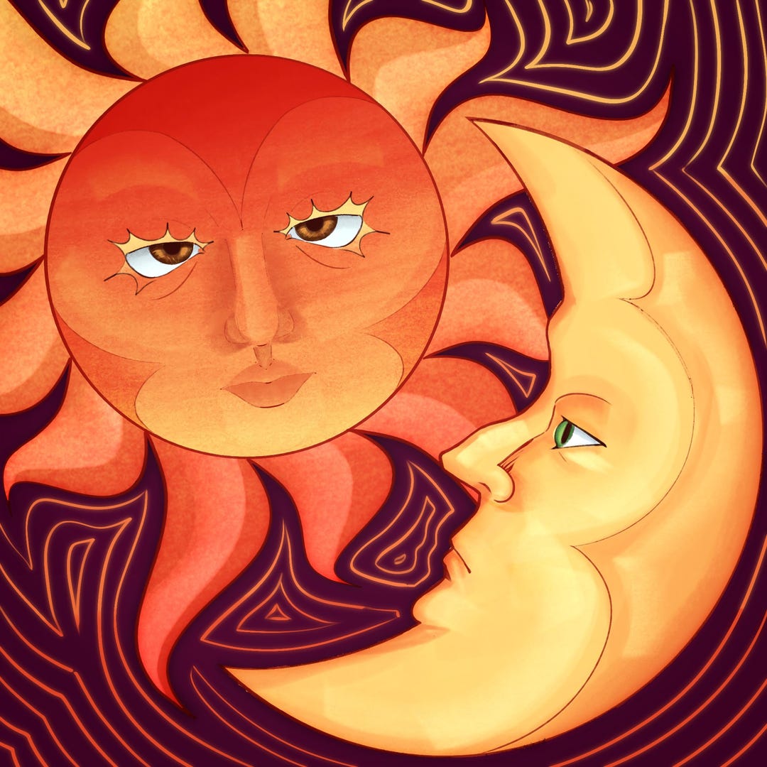 Moon Reverie Sun and Moon Reverie – Square Canvas Art Print - Etsy