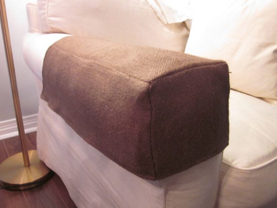 Sofa Arm Caps Or Covers Chair Pair Brown Burlap Covers Chair Arm Caps Pair Brown Burlap, Furniture Arm Covers