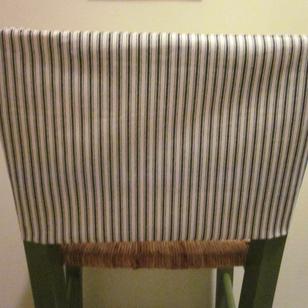 Chairback Slipcover or Sleeve in Black Ticking, Other Fabrics are Available, Various Sizes, Square Back Parsons, Farmhouse or Country