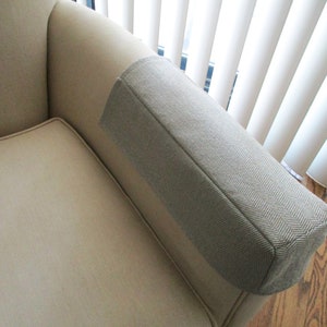 Armrest Covers for Furniture, Gray Herringbone, Upholstery Fabric Chair/Sofa Arm Caps, Pair, Made to Order,  Sizes are Limited, Other Colors